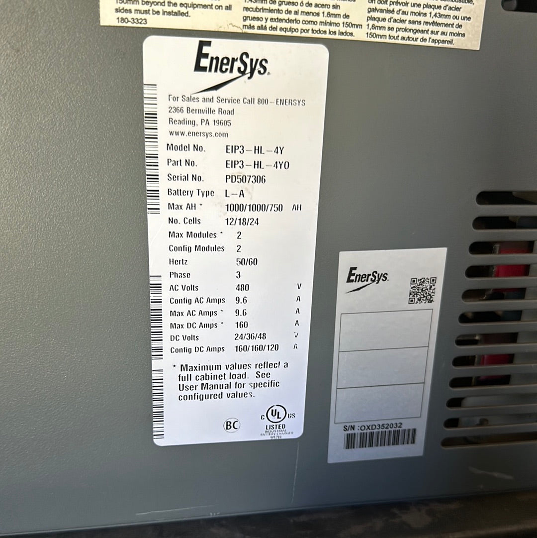 EnerSys EnForce IMPAQ+ Battery Charger, AC480, DC24/36/48, PH 3